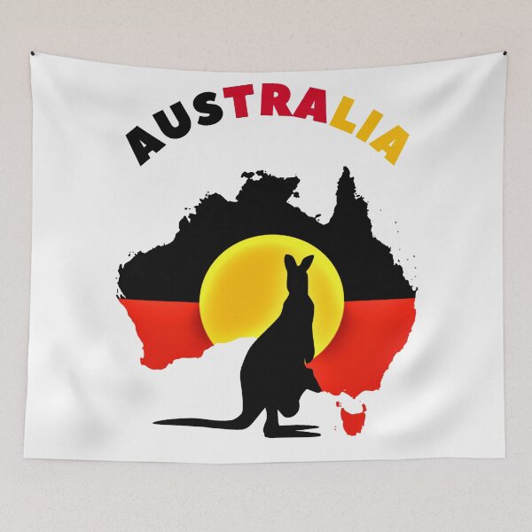 Item preview, Australian Aboriginal Flag and Kangaroo designed and sold by TeesFashion.