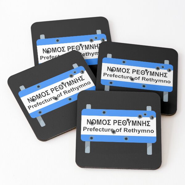Item preview, Crete: Rethymno Prefecture road sign full of bullet holes designed and sold by Happy Puppy Print On Demand.