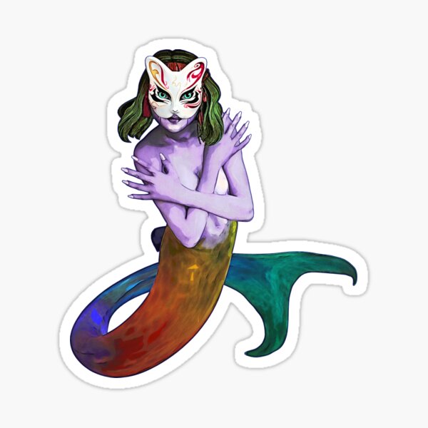 Kitsune Mermaid Sticker