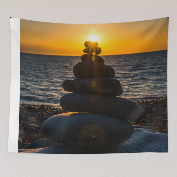 Item preview, Pebble Stack Sunset at Trefor designed and sold by LluniauDafyddEm.