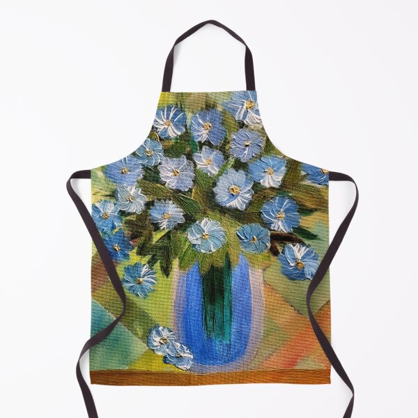 Item preview, some blue daisy's in a glass vase on a multi layer background  designed and sold by kkartwork.