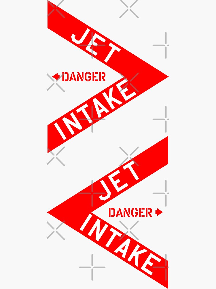 Thumbnail 3 of 3, Sticker, DANGER Jet Intake, Jet Fighter warning sign 2 Sides 2 Colors designed and sold by ARTsPlural.
