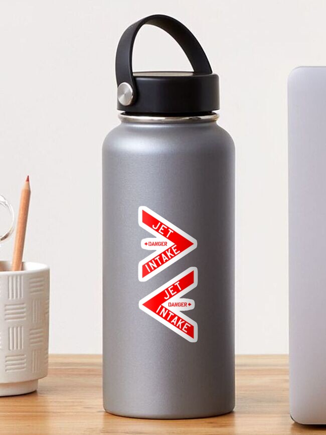 Thumbnail 1 of 3, Sticker, DANGER Jet Intake, Jet Fighter warning sign 2 Sides 2 Colors designed and sold by ARTsPlural.