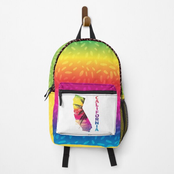 Artikelvorschau, Dekorative Staatskarte Kaliforniens mit Regenbogenstrand und Palmen entworfen und verkauft von gumdrop-go.