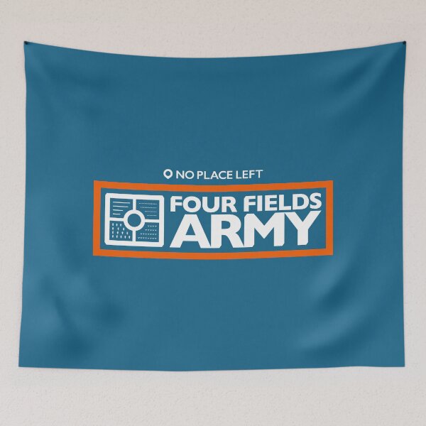 Item preview, Four Fields Army with No Place Left (White on Blue) designed and sold by Waconia Design Co..