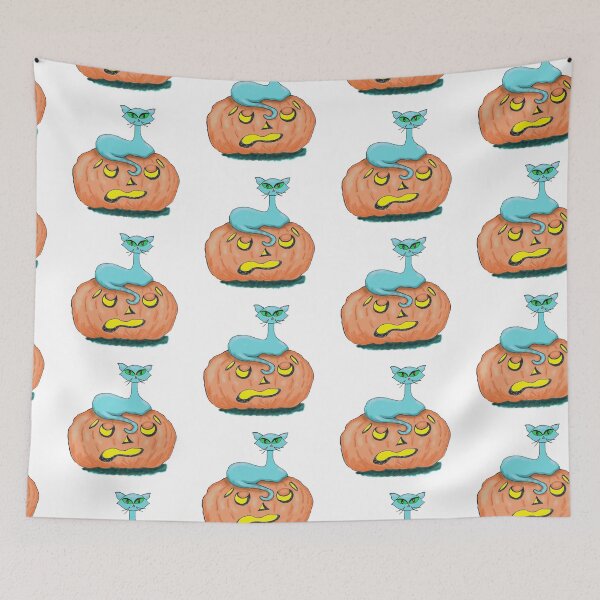 Item preview, Halloween cat on a dismayed Jack-o-lantern designed and sold by CheranY.