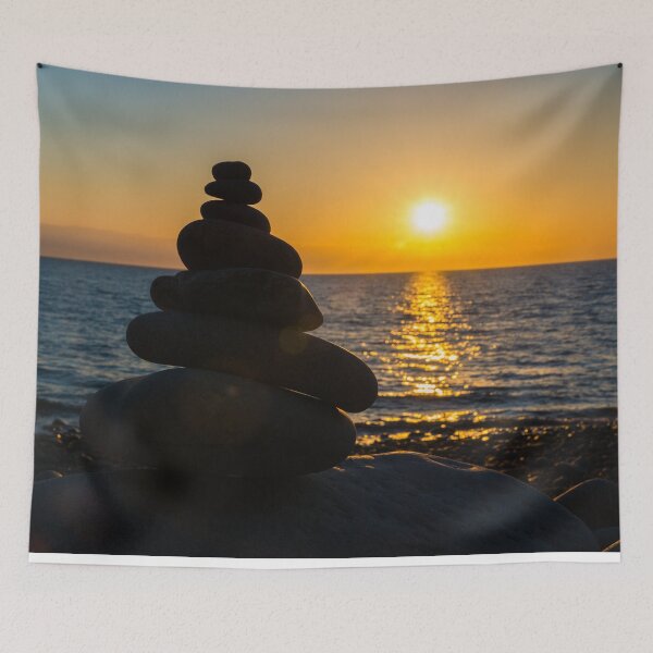 Item preview, Pebble Stack Sunset at Trefor 2 designed and sold by LluniauDafyddEm.
