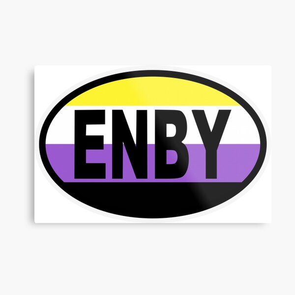 Non Binary Nonbinary Non Binary Enby Pride Flag Oval Bumper Sticker Metal Print By Cangurojoe