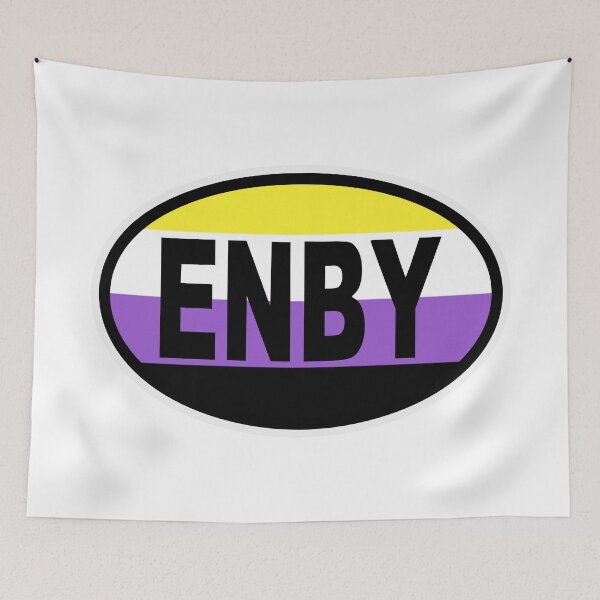 Item preview, Non Binary nonbinary non-binary enby Pride Flag Oval Bumper Sticker designed and sold by cangurojoe.