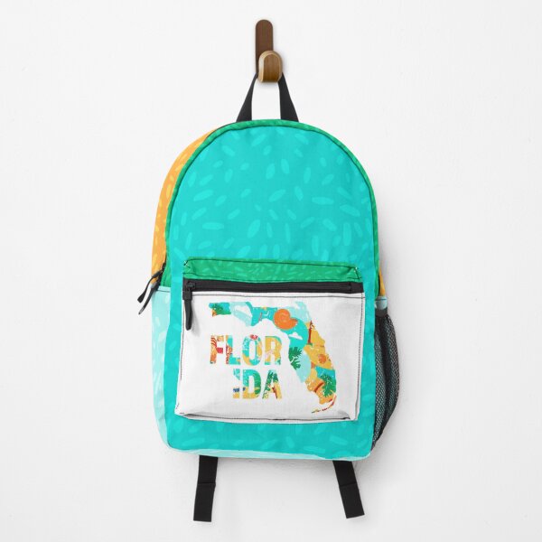 Artikelvorschau, Florida Dekorative State Map Form mit Strandurlaub Illustration (US State Shapes Map Collection, Distressed Style Series) entworfen und verkauft von gumdrop-go.