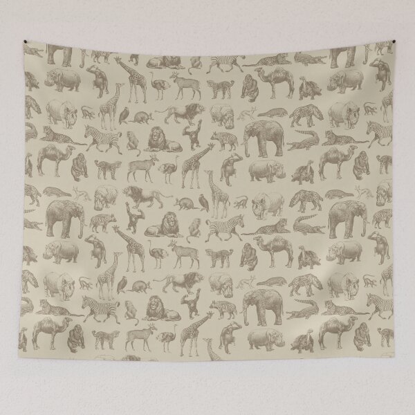 Item preview, African Animals Vintage Illustration Pattern II designed and sold by indigogreypayne.