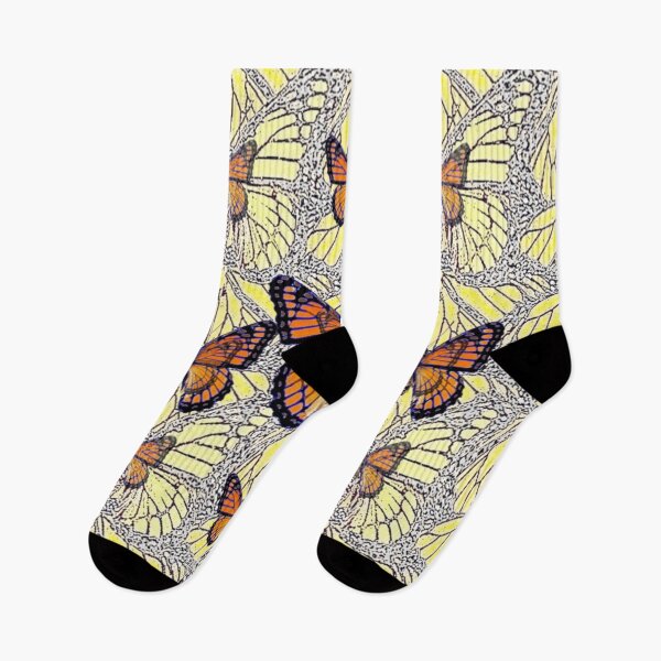 Item preview, ORANGE MONARCHS ON YELLOW BUTTERFLY DRAWING designed and sold by sharlesart.