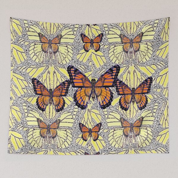 Item preview, ORANGE MONARCHS ON YELLOW BUTTERFLY DRAWING designed and sold by sharlesart.