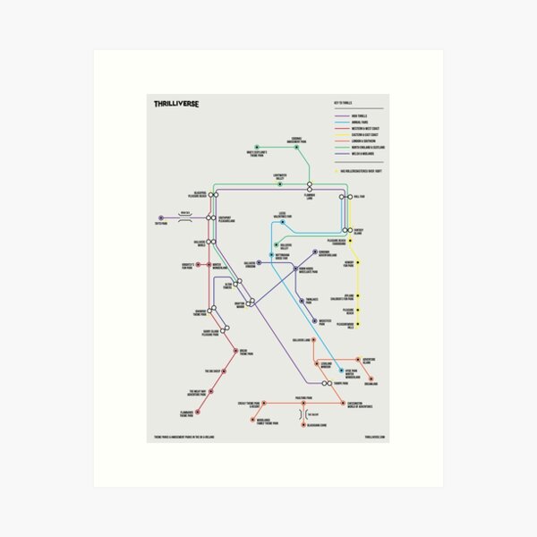 Item preview, UK Theme Parks Map - White designed and sold by Thrilliverse.