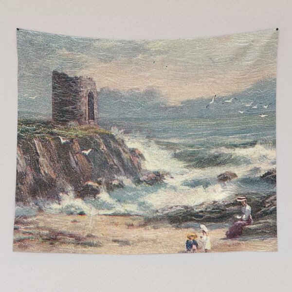 Item preview, Vintage Illustration of rough sea at Lady's Tower, Fife designed and sold by yourscotland.