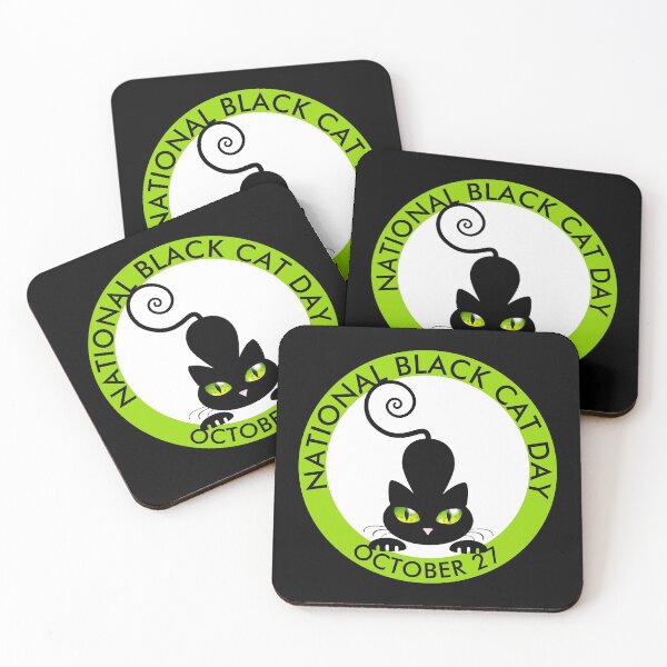Item preview, National Black Cat Day, green eyes cartoon designed and sold by HolidayBug.