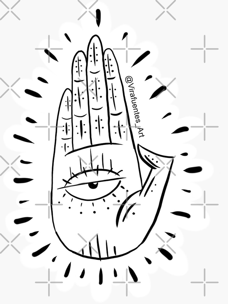 Thumbnail 3 of 3, Sticker, Hand with eye designed and sold by VirafuentesArt.