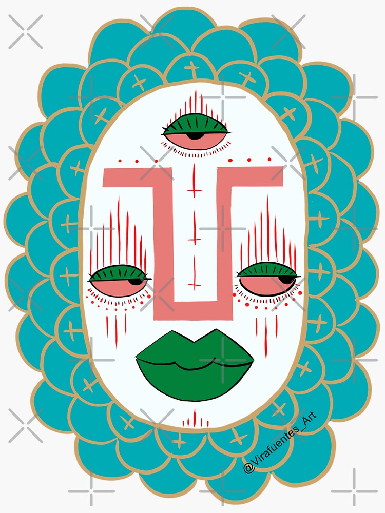 Thumbnail 3 of 3, Sticker, Third  Eye with Green Lips designed and sold by VirafuentesArt.