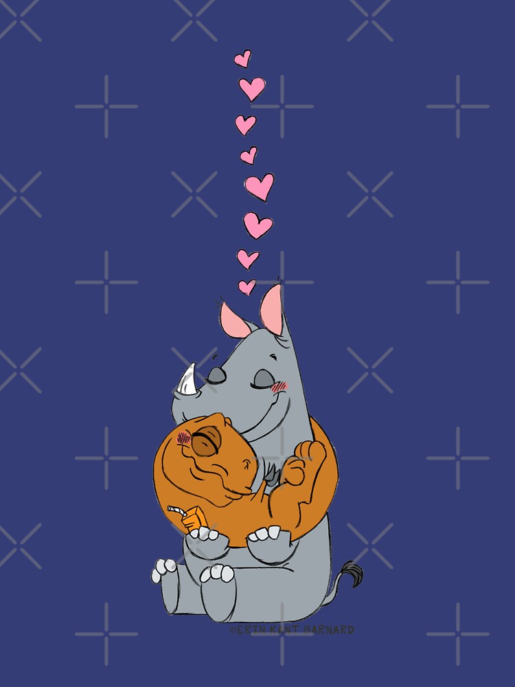Thumbnail 7 of 7, Classic T-Shirt, Rhino and Dino in: Lovable Hug! designed and sold by SeabearPress.