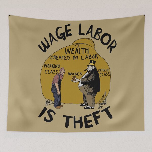 Item preview, Wage Labor Is Theft - Anti Capitalist, Leftist, Socialist, Class War designed and sold by SpaceDogLaika.