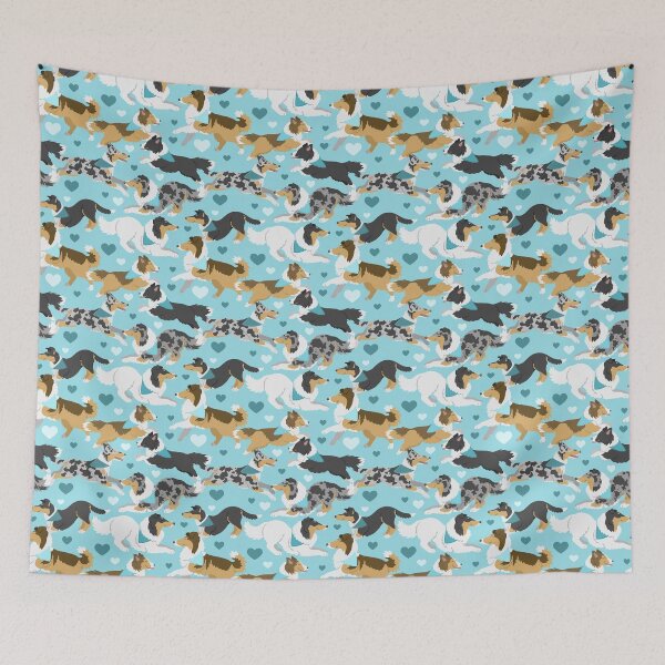 Item preview, Collies and Shelties in blue designed and sold by animalartbyjess.