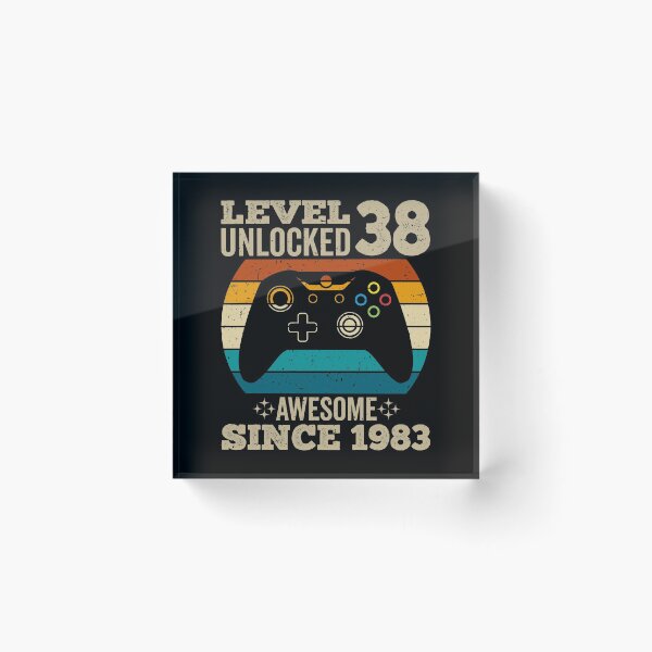 Item preview, level 38 unlocked awesome since 1983, vintage 1983 t shirt, 38th birthday shirtt,  gaming shirt, gaming birthday, birthday gamer designed and sold by T-DESIGNEDZ.