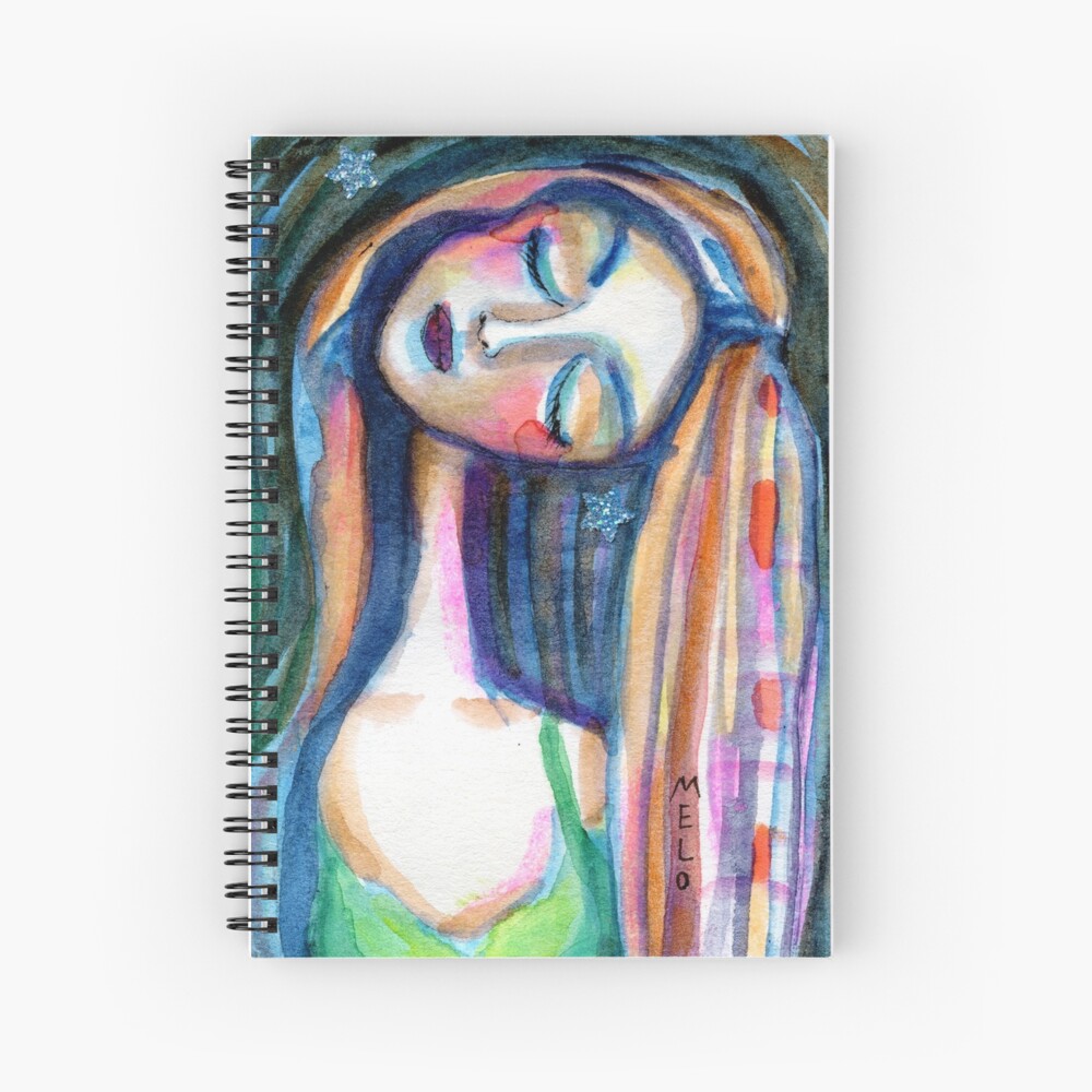 Dreamer Girl, Daydreaming Woman by Meloearth Spiral Notebook