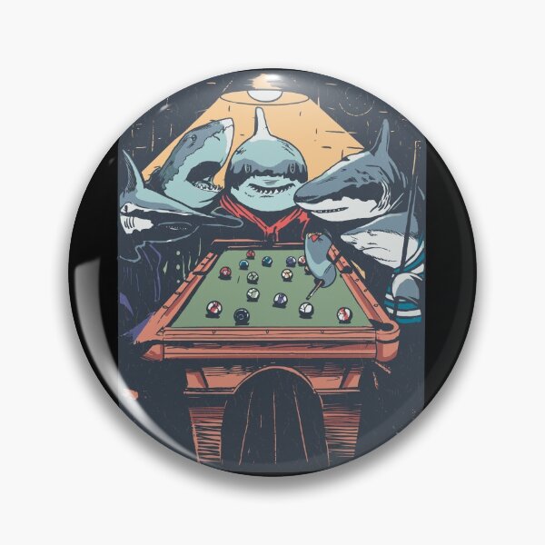 Item preview, Sharks playing Billiard illustration designed and sold by TRIBExSPACE.
