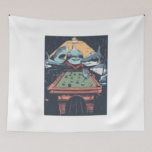 Item preview, Sharks playing Billiard illustration designed and sold by TRIBExSPACE.