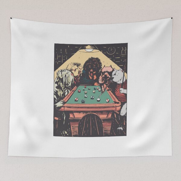 Item preview, Dogs playing Billiard illustration designed and sold by TRIBExSPACE.