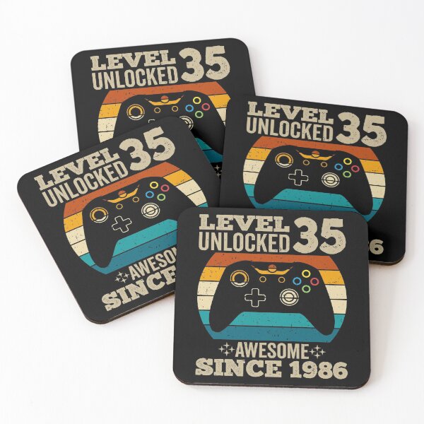 Item preview, level 35 unlocked awesome since 1986, vintage 1986 shirt, 35th birthday, 35th birthday shirt, gaming shirt, gaming birthday, video game controller shirt, video game shirt designed and sold by T-DESIGNEDZ.