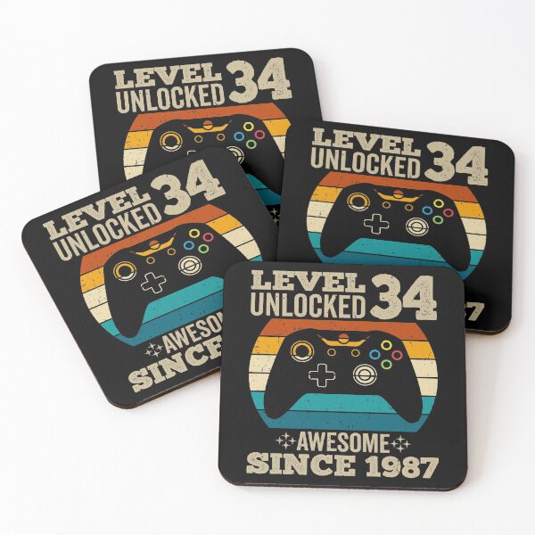 Item preview, level 34 unlocked awesome since 1987, vintage 1987 t shirt, 34th birthday shirt, gaming shirt, gaming birthday, video game controller shirt, video game shirt designed and sold by T-DESIGNEDZ.