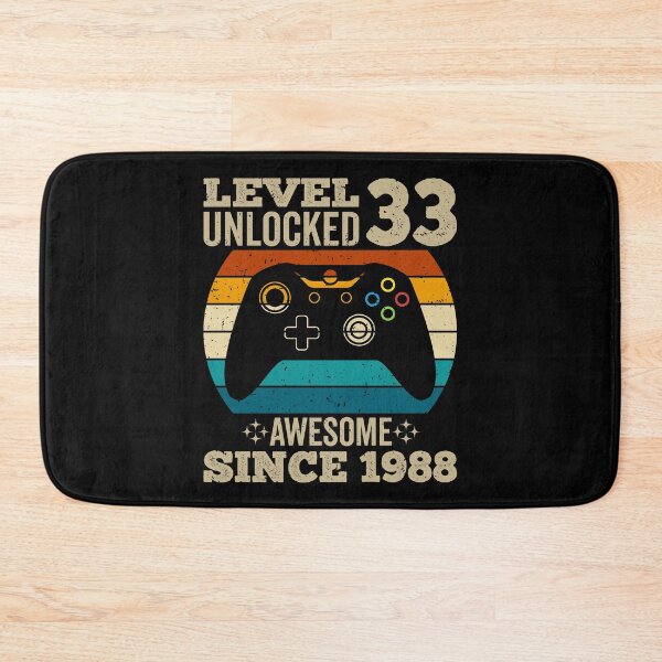 Item preview, level 33 unlocked awesome since 1988, vintage 1988 t shirt, 33rd birthday shirt, gaming shirt, gaming birthday, video game controller shirt, video game shirt designed and sold by T-DESIGNEDZ.