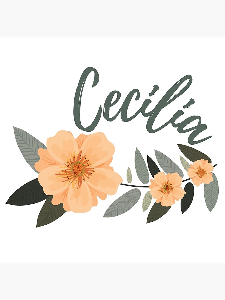 "Cecilia Name With Pretty Flowers Name Design Orange And Green Plants