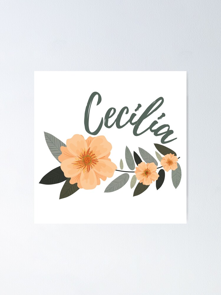 "Cecilia Name With Pretty Flowers Name Design Orange And Green Plants