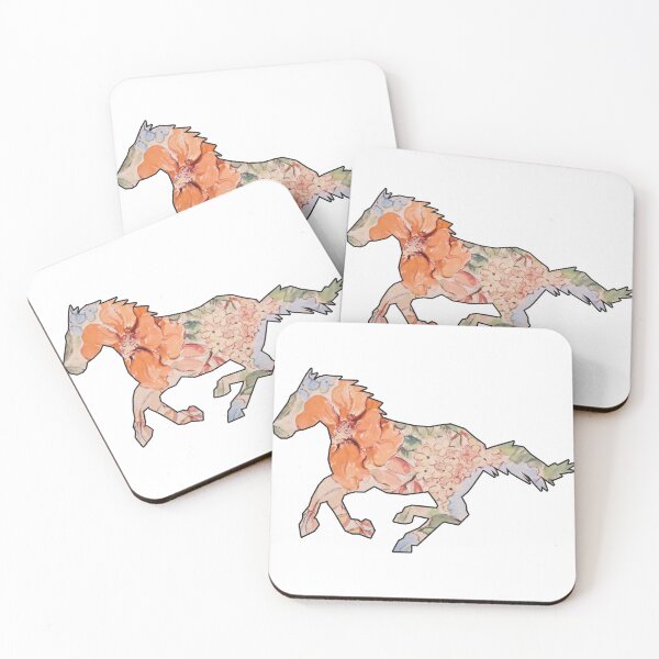 Item preview, floral running horse designed and sold by TheWaterBirds.