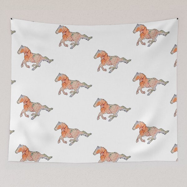 Item preview, floral running horse designed and sold by TheWaterBirds.