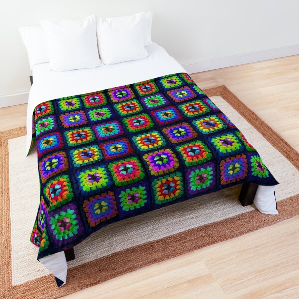 Granny Square Retro Crochet Afghan Blanket