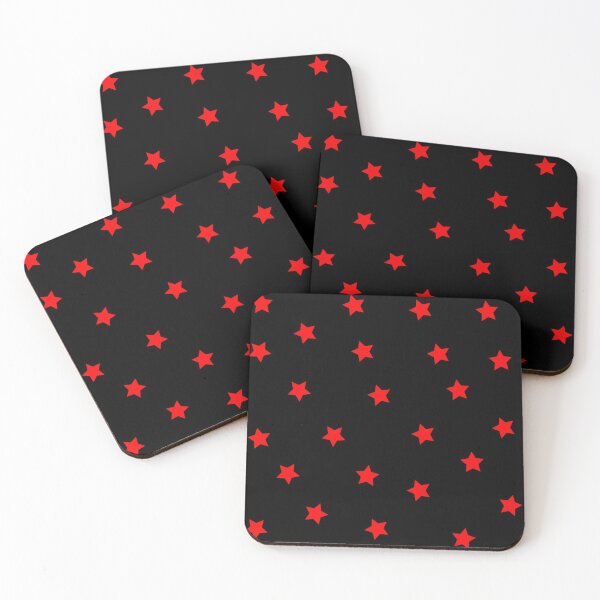 Item preview, Red Star Polka Dot Pattern on a Black Background Large Sized Repeating Pattern designed and sold by Nicolette Olivier.