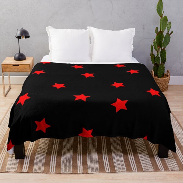 Item preview, Red Star Polka Dot Pattern on a Black Background Large Sized Repeating Pattern designed and sold by Nicolette Olivier.