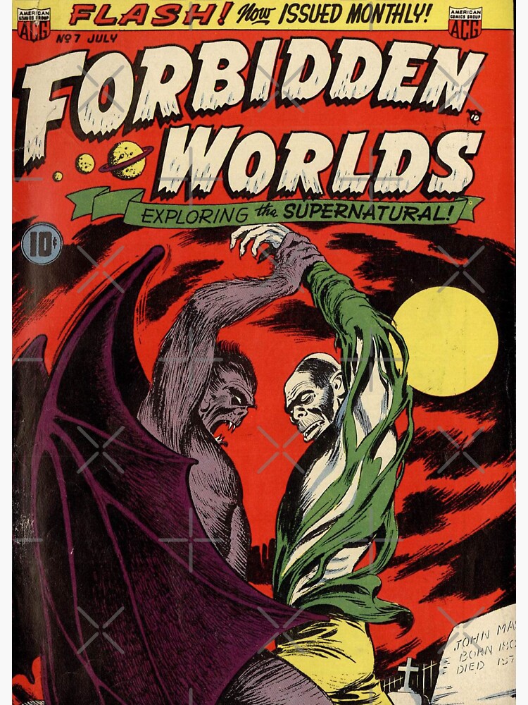 "Vintage Golden Age Horror Comic Book Forbidden Worlds." Sticker For ...