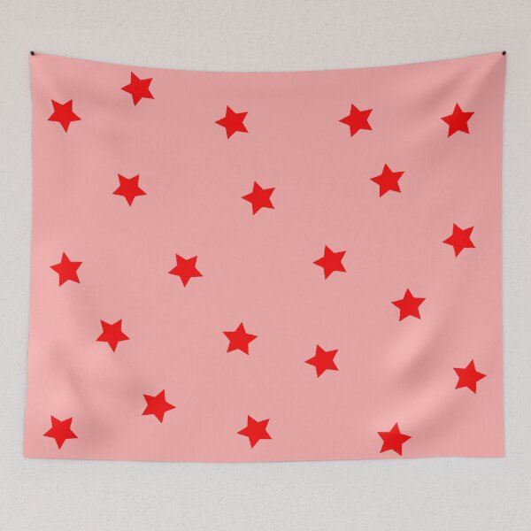 Item preview, Red Star Polka Dot Pattern on a Pink Background Large Sized Repeating Pattern designed and sold by Nicolette Olivier.