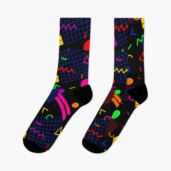 Item preview, 1980s Retro Geometric Confetti on a Black Background Large Sized Repeating Pattern designed and sold by Nicolette Olivier.