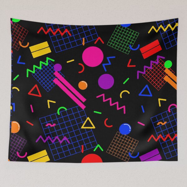 Item preview, 1980s Retro Geometric Confetti on a Black Background Large Sized Repeating Pattern designed and sold by Nicolette Olivier.