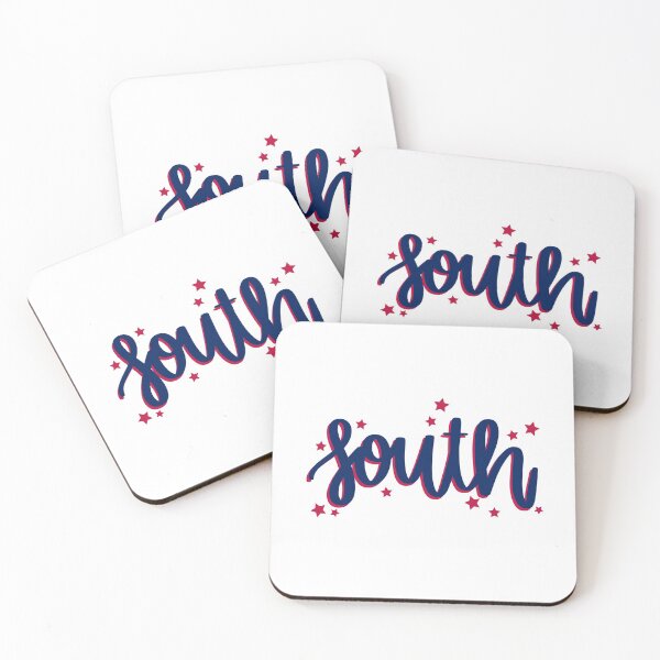 Item preview, Cursive Navy South Stacked on Red with Red Stars designed and sold by gbreshears.