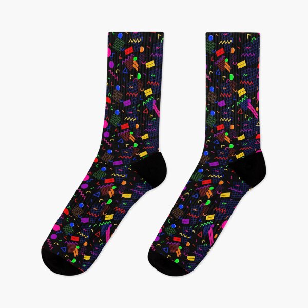 Item preview, 1980s Retro Geometric Confetti on a Black Background Small Sized Repeating Pattern designed and sold by Nicolette Olivier.