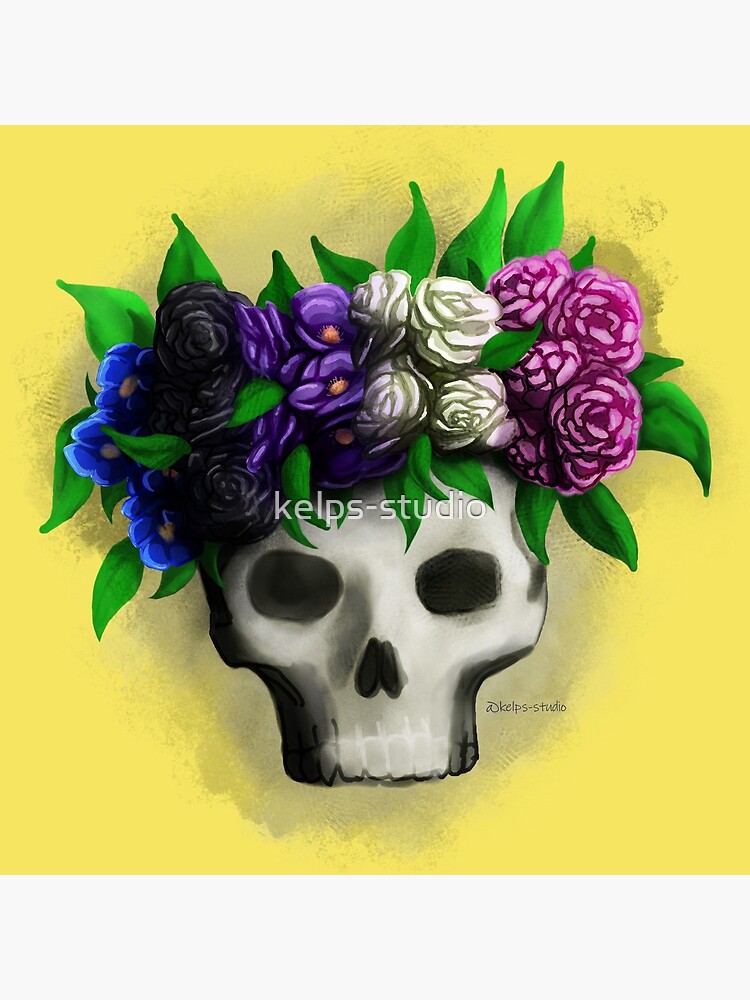 "Genderfluid Flower Skull (Pastel Yellow)" Poster for Sale by kelps