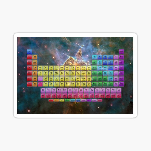 118 Element Color Periodic Table Stars And Nebula Sticker By Sciencenotes Redbubble 5038