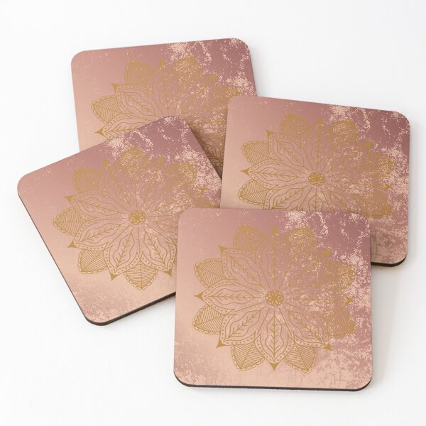 Item preview, Gold mandala in rose gold grunge background designed and sold by cinnamonbay.