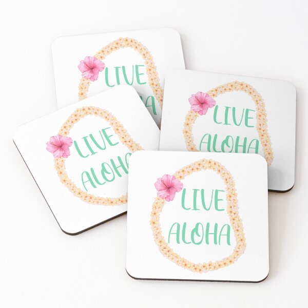Item preview, Live Aloha Plumeria Flower Ley Feel Good Quote Watercolour Illustration designed and sold by TheLomiLoveBus.